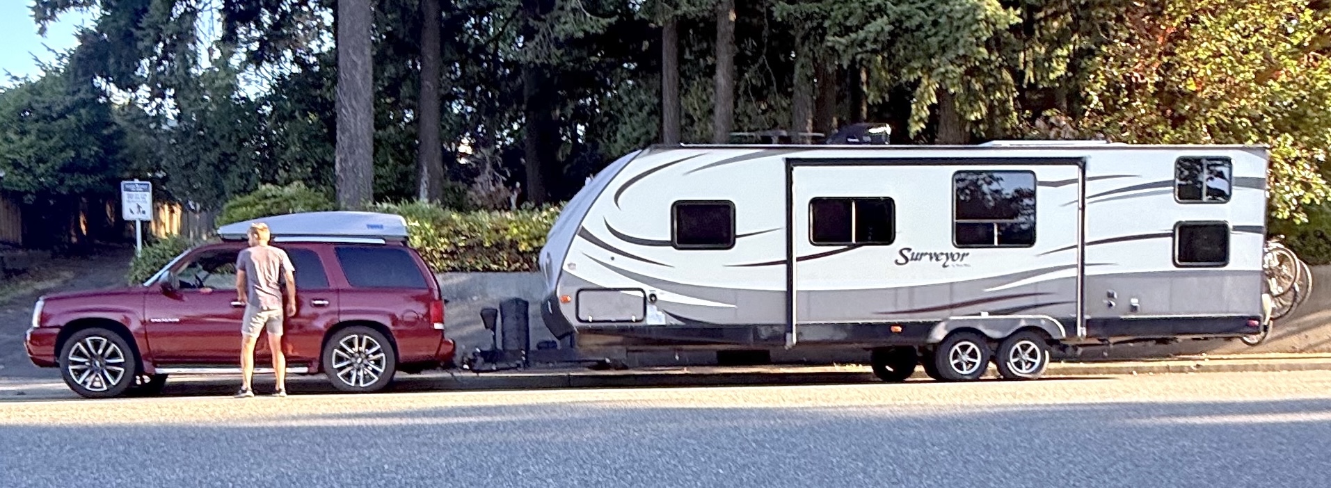 Chad with the truck and RV that took the family to California